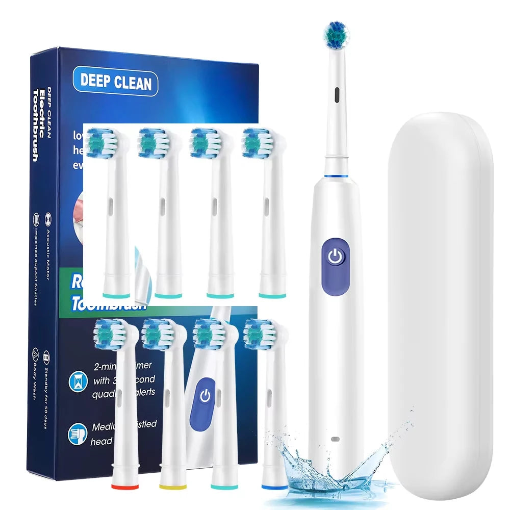 Electric ToothbrushRotating for Adults Deep Cleaning Teeth Tooth Brush Rechargeable Power Smart Timer with 8 Brush Heads
