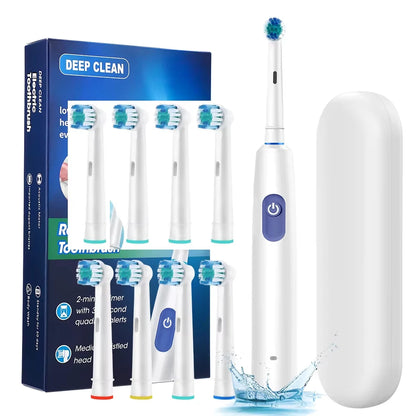 Electric ToothbrushRotating for Adults Deep Cleaning Teeth Tooth Brush Rechargeable Power Smart Timer with 8 Brush Heads