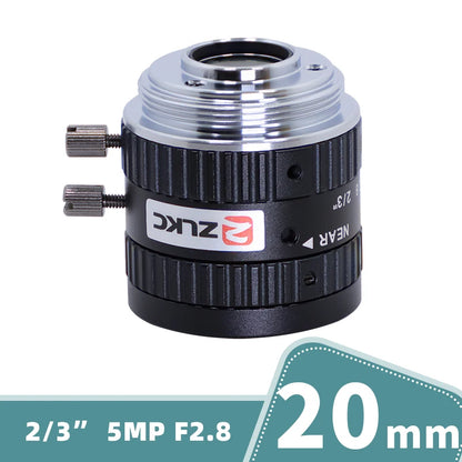 ZLKC CCTV Lens 12-36mm Varifocal 2/3 Inch Focal 5Megapixel F2.8 Aperture C-Mount Low Distortion Machine Vision Indusrial Camera