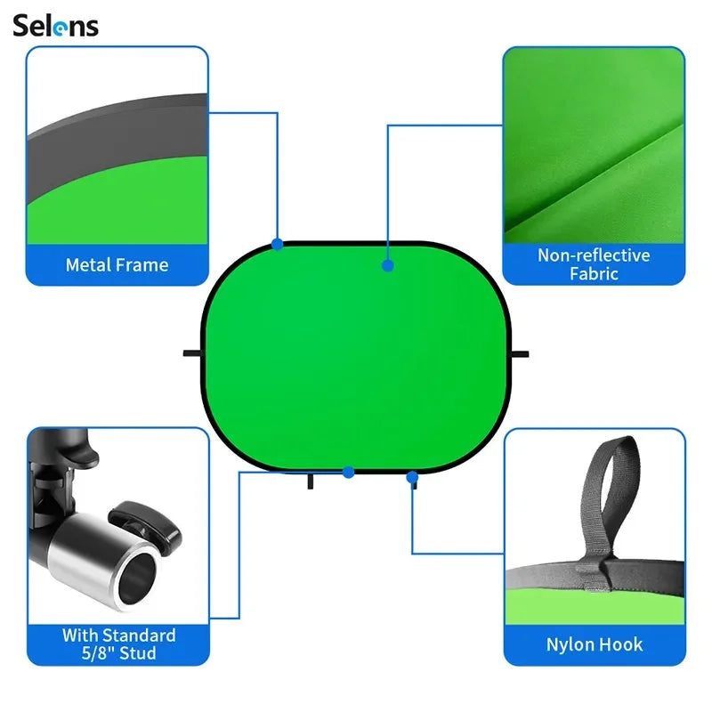Selens Green Screen Photo Background New Collapsible Portable Reflector Blue Studio Light Reflector For Photography Props Parts