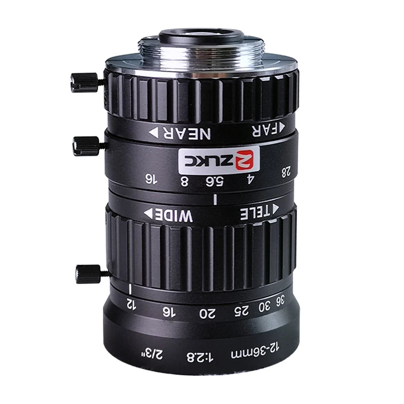 ZLKC CCTV Lens 12-36mm Varifocal 2/3 Inch Focal 5Megapixel F2.8 Aperture C-Mount Low Distortion Machine Vision Indusrial Camera