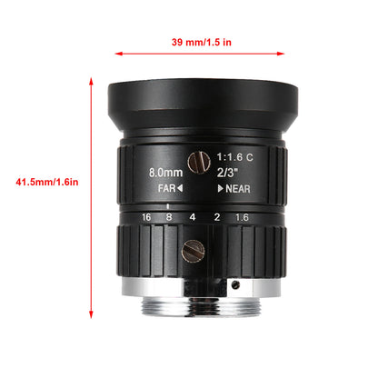 5MP Camera Lens Security Camera Lens 5MP HD Camera Lens 8mm Focal-Length Manual Aperture C Mount Security Surveillance CCTV Lens