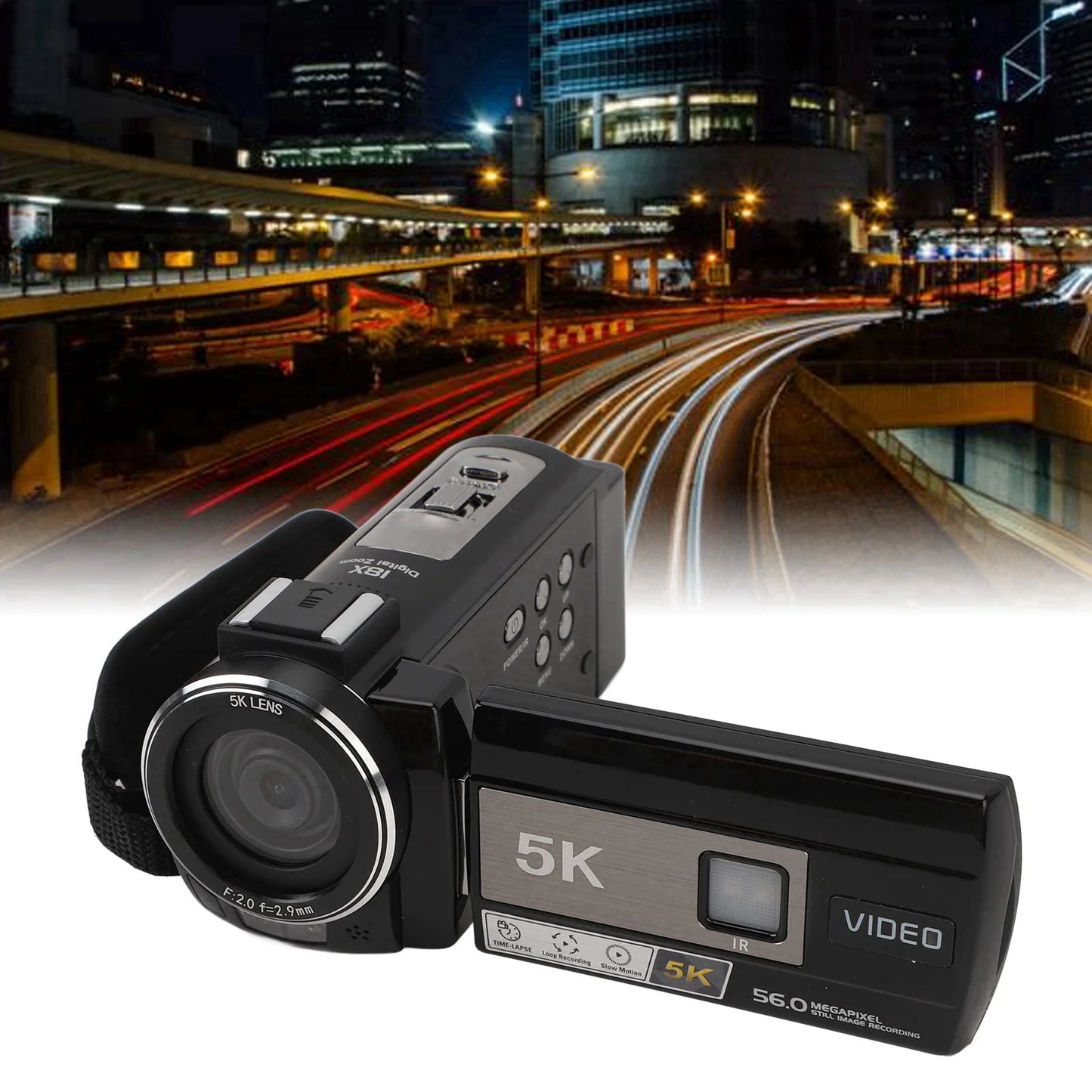 5K Camera 5K Video Camera Camcorder HD WiFi Digital Camera 3.0in Touchscreen 56MP Vlog Camera 18X Digital Zoom Anti Shake