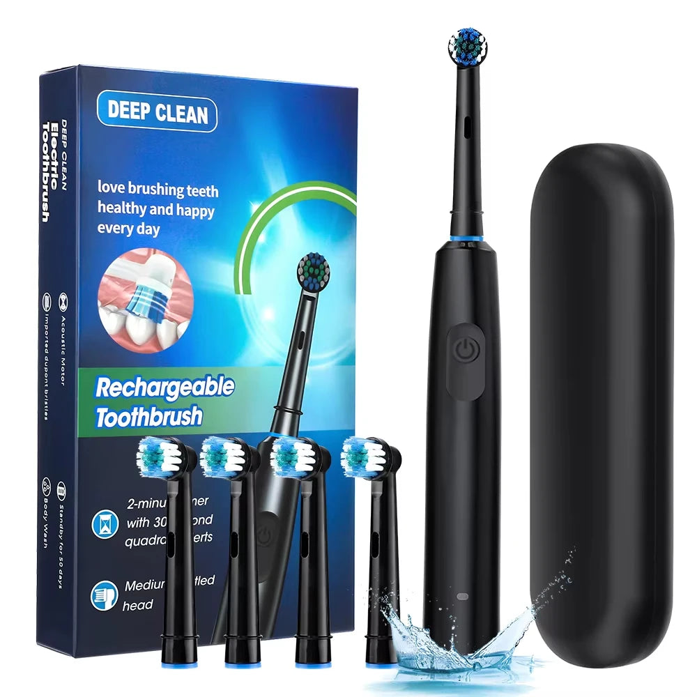 Electric ToothbrushRotating for Adults Deep Cleaning Teeth Tooth Brush Rechargeable Power Smart Timer with 8 Brush Heads