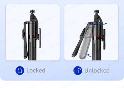 F16 Selfie Stick Tripod with 1708mm Long 8-Section Pole, Bluetooth Remote, 360° Rotation, 1/4 Interface, for Phone Camera Vlog
