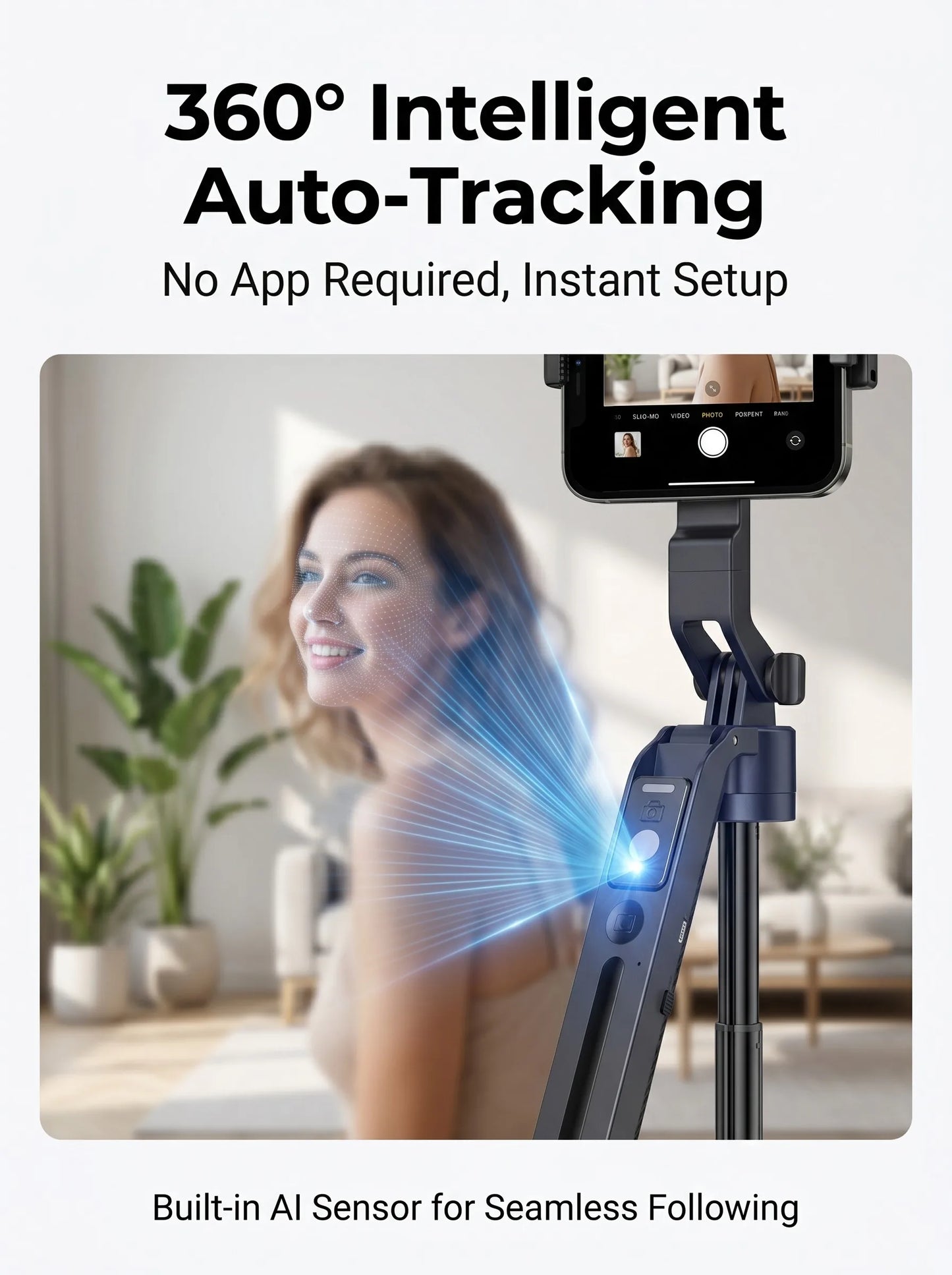 360° AI Face Tracking Gimbal Stabilizer Anti-Shake Telescopic Selfie Stick Tripod Phone Holder Smartphone Vlog Live Photography