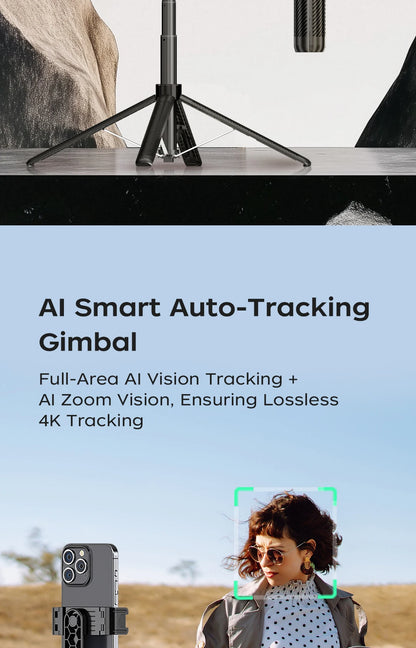 360° AI Face Tracking Gimbal Stabilizer Anti-Shake Telescopic Selfie Stick Tripod Phone Holder Smartphone Vlog Live Photography