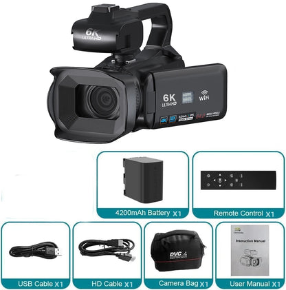 4K Professional Video Cameras for Photography 64MP Ultra HD 18X Digital Zoom Camcorder WIFI YouTube Live Streaming Vlog Recorder