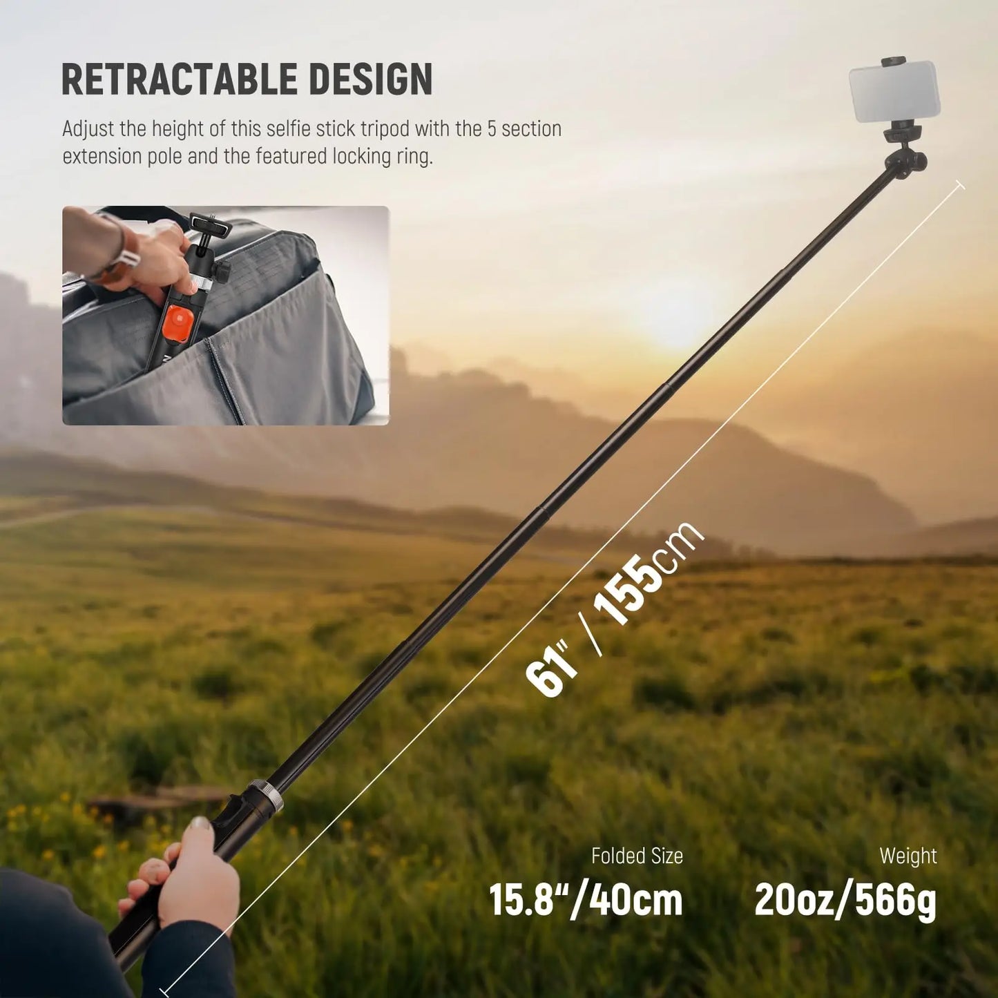 NEEWER Phone Tripod for Cell Phone Camera Remote 62.9" All Metal Selfie Stick Travel Vlog Tripod Stand for iPhone with Holder