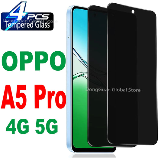 2/3/4Pcs Tempered Glass For OPPO A5 Pro 4G/5G Anti Spy Tempered Glass Protector Privacy Screen Film
