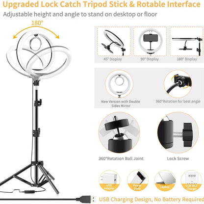 16/26/33CM LED Ring Light Photographic Selfie Ring Light With Flexible Tripod Holder For Live Video Streaming Studio Fill Lamp