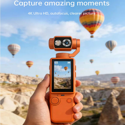 4K Vloging camera touch screen portable pocket action camera180° lens flip hand-held stabilizer fill light sports video cameras