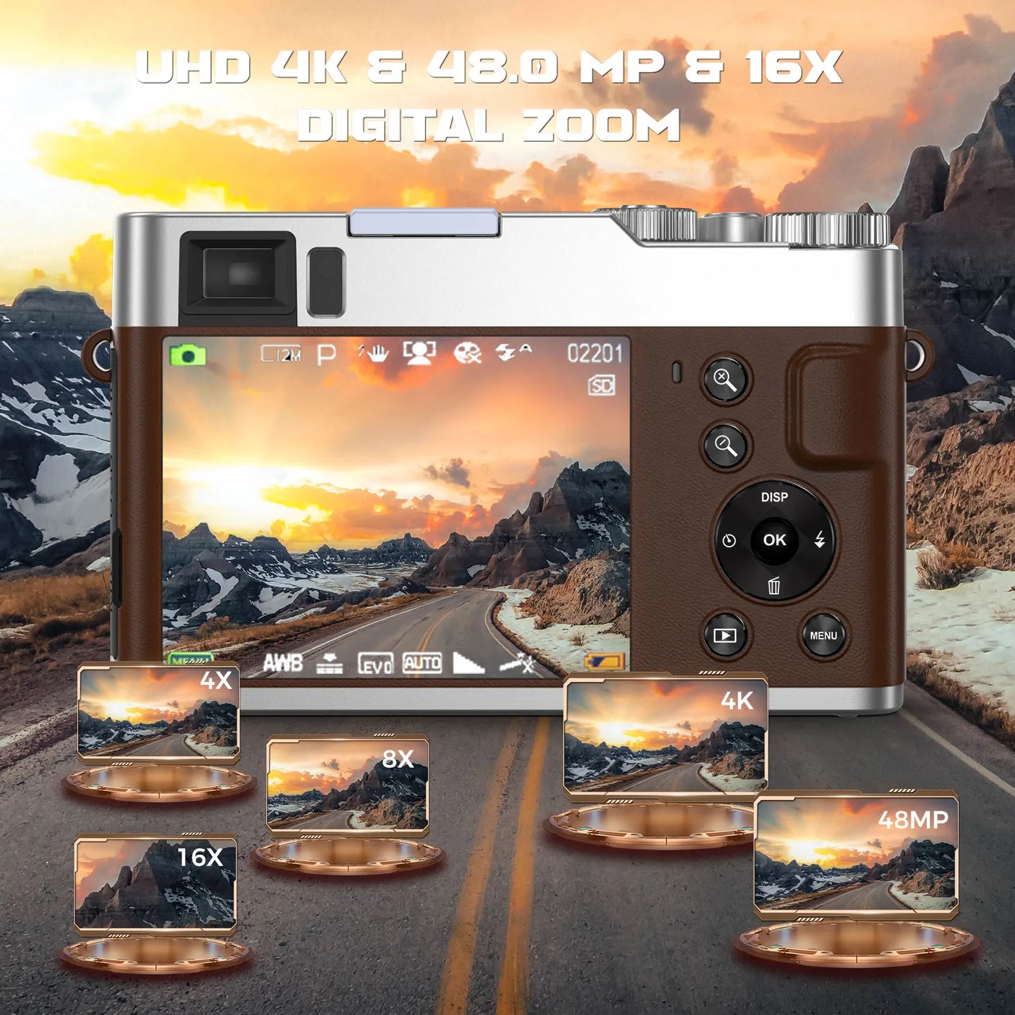 9PC 4K Digital Camera, 48MP Vlog , 16X Zoom, Auto Focus, 2.8'' Screen Photography Travel Selfie Household Professional Camera.