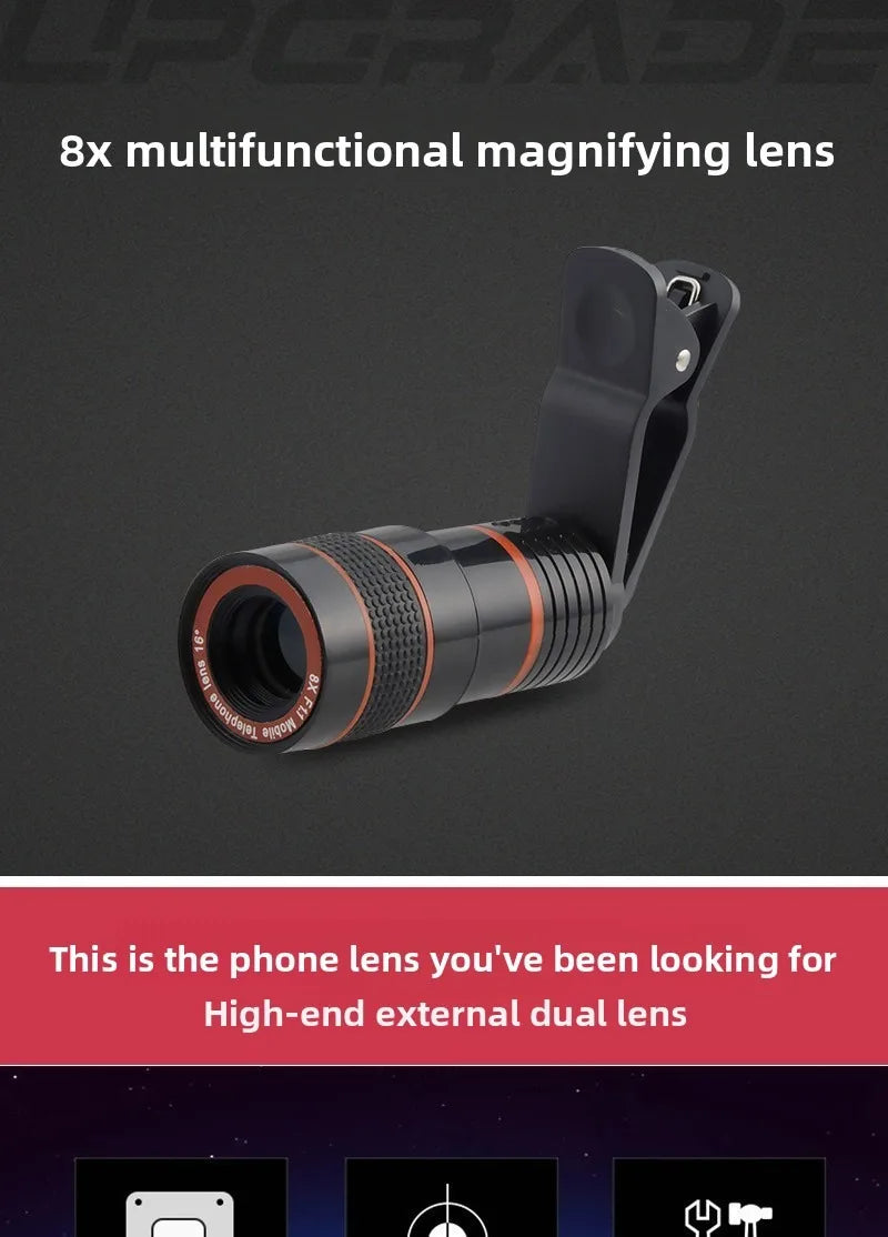 Telephoto Phone Lens Camera Universal Zoom Iens Highdefinition Focusing Effect Photography Large Light Transmission High Colour