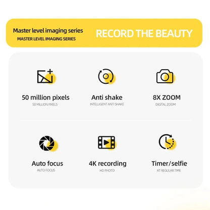 4k Digital Camera IPS HD 50MP CCD Camera 2.4" Autofocus Vlogging Student Camcorder 8X Dual Cam and LED Flash Video Photo Filming