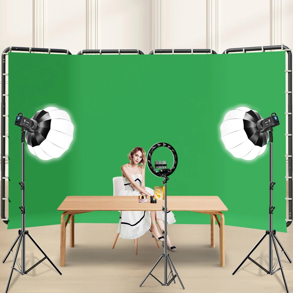 SH Green Screen 2.4X4M Collapsible Chroma Key Backdrop Wrinkle-Resistant Fabric Ultra-Quick Setup background removal for Stream