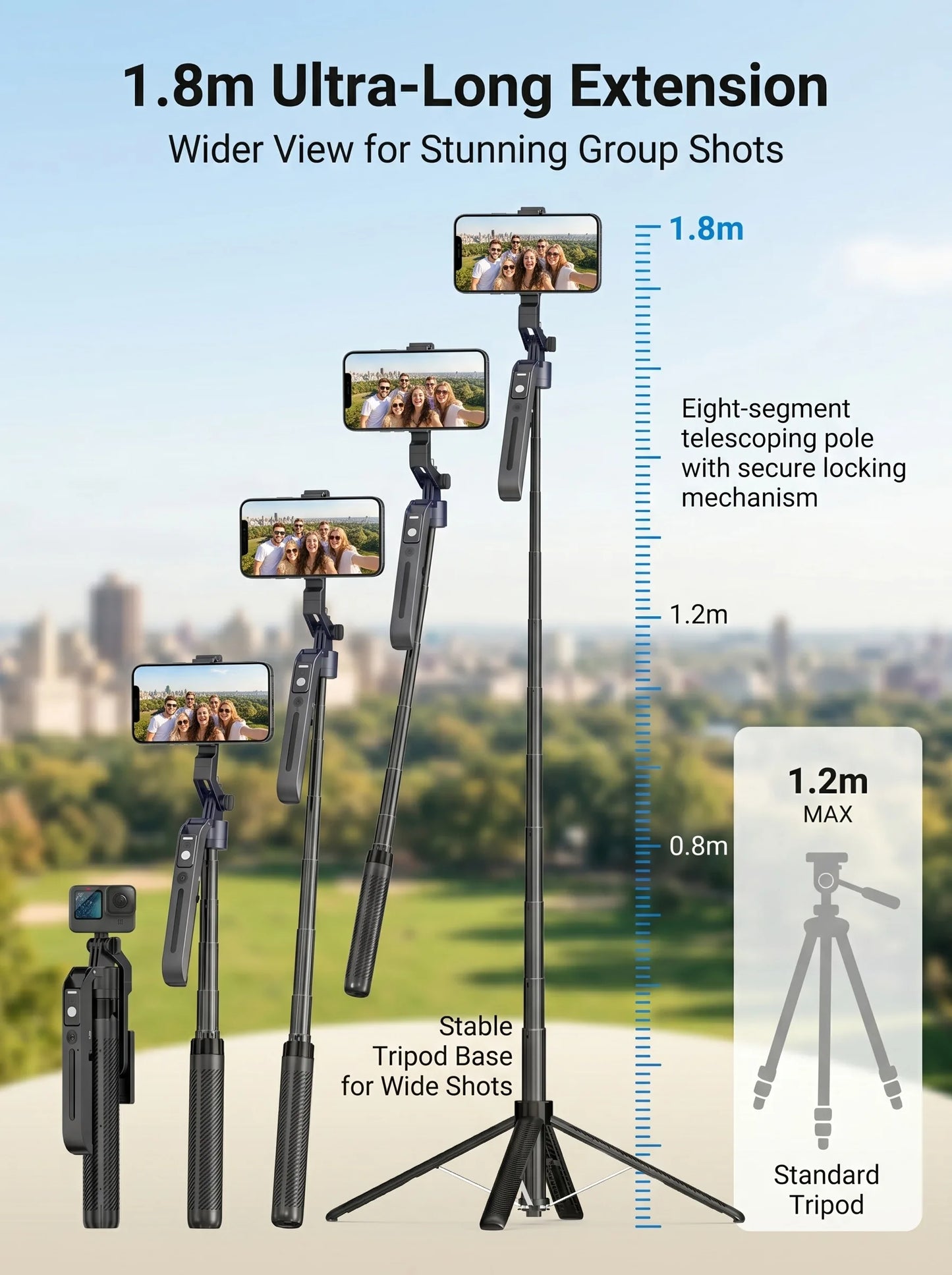 360° AI Face Tracking Gimbal Stabilizer Anti-Shake Telescopic Selfie Stick Tripod Phone Holder Smartphone Vlog Live Photography