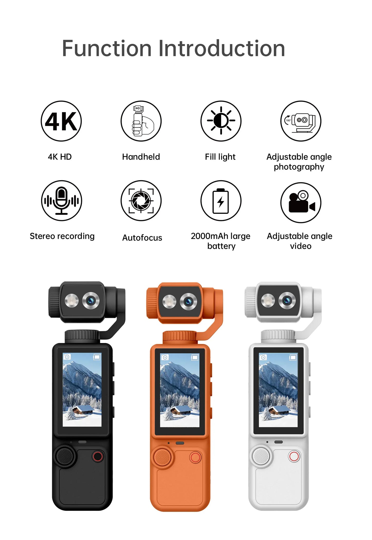 2026 new 4K Vlog camera portable pocket sports camera touch screen 16x optical autofocus anti-shake camera video 180° lens flip