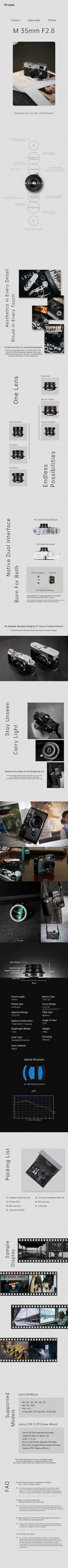 7artisans 35mm F2.8 Full Frame Manual Focus Prime Camera Lens compatible with Leica LM LM-L mount