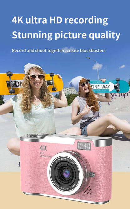 Digital Camera 4K 48MP Photography Camera Video Camcorder Rechargeable Cameras 2.4 inch Screen Camcorder for Kid Adult Beginners