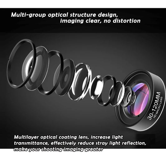 30-120mm Macro Lens Long Distance Professional Universal Clip Camera Photo Lens CPL Star Filters for iPhone XIAOMI HUAWEI Mobile