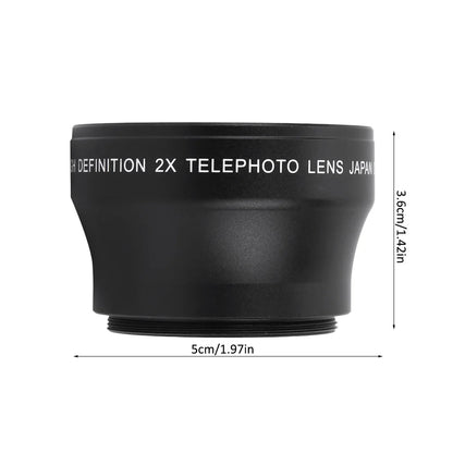 2X Lens Camera Lens 2X Magnification High Definition Converter Telephoto Lens for 37mm Mount Camera Lens High Definition Lens