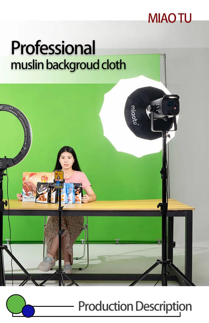 Photography Backdrops Muslin Cotton Green Screen Chromakey Photo Background Cloth Shoot Props Green White Black Grey
