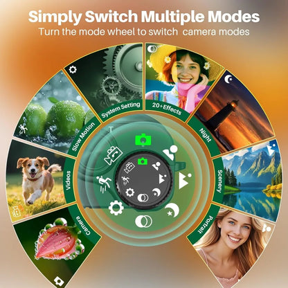 4K Digital Camera Photography 16X Zoom Autofocus 64MP WiFi Compact Travel Camera Vlogging Camera 180° Flip Screen for Beginners