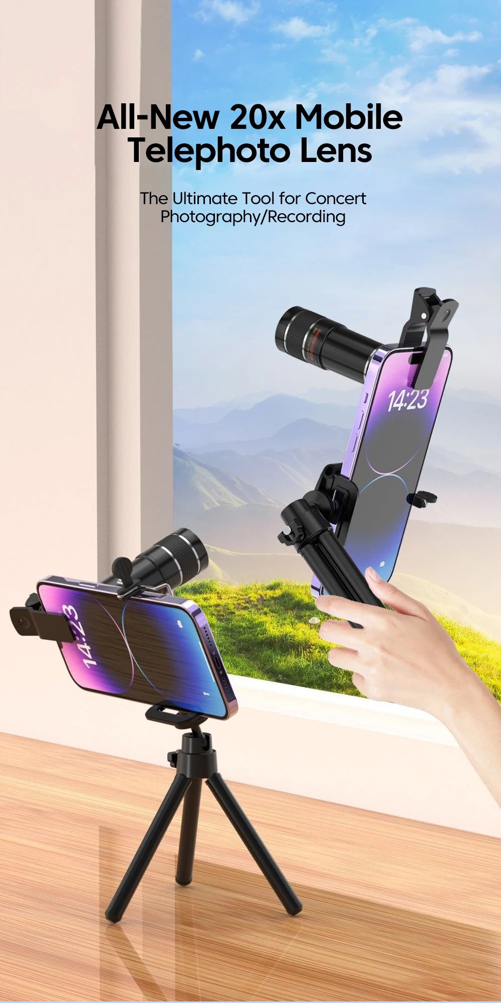 20x Telephoto Phone lens Camera Universal Zoom Iens Highdefinition External Effect Photography Large light Transmission