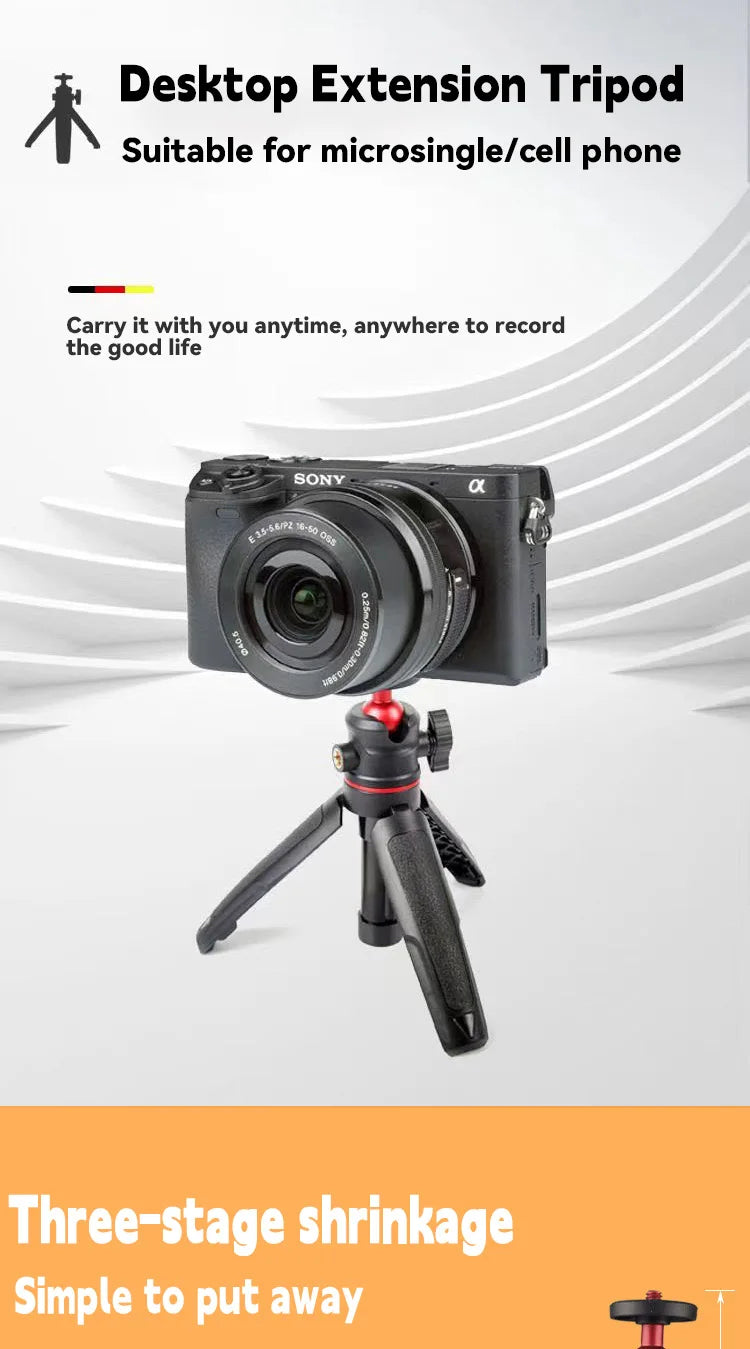 MT-08 Foldable Tripod For Phone Mini Portable Selfie Stick With 1/4" Screw Ballhead Universal For Action Camera DSLR Accessories