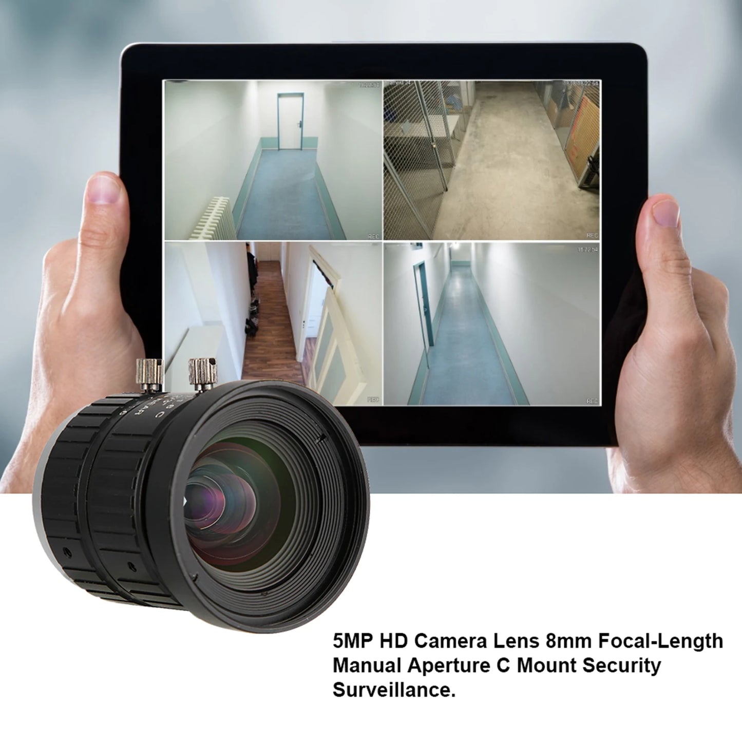 5MP Camera Lens Security Camera Lens 5MP HD Camera Lens 8mm Focal-Length Manual Aperture C Mount Security Surveillance CCTV Lens