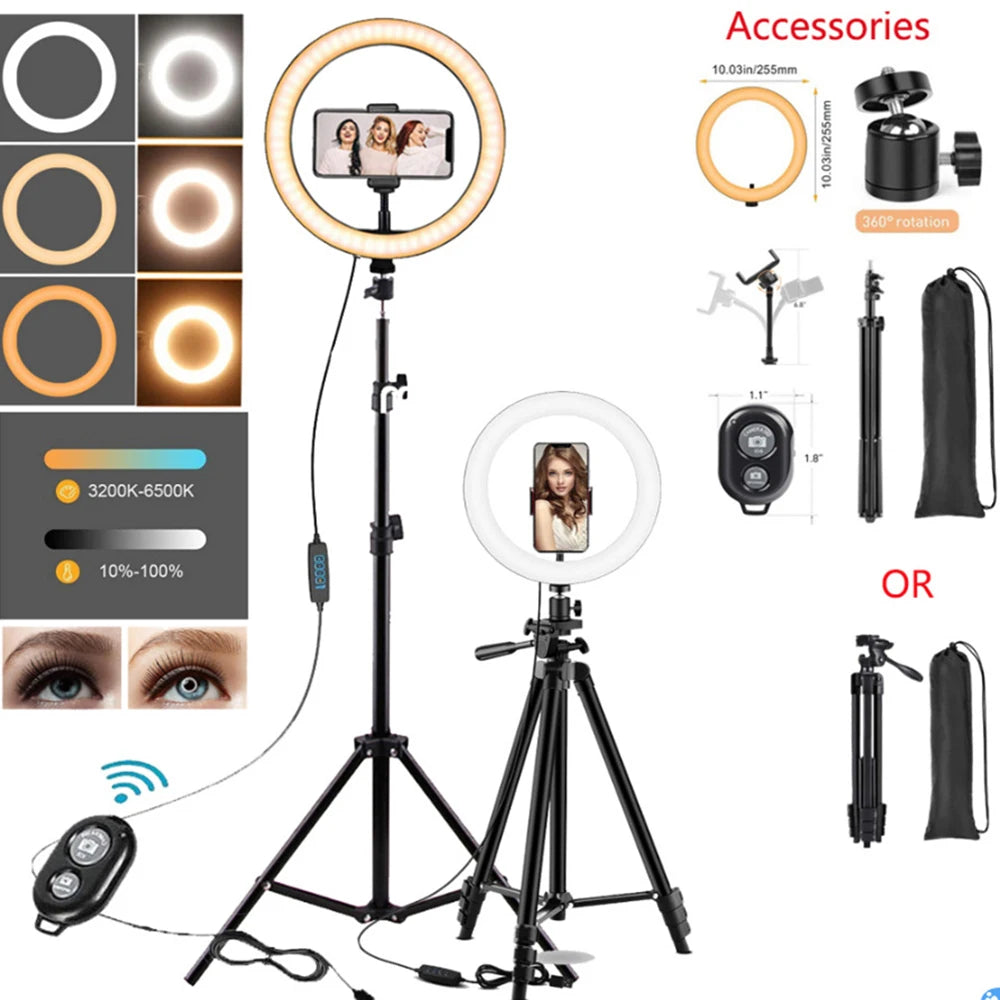 64”Phone & Camera Tripod with Remote and Phone Holder, Sturdy & Stable Height Adjustable Multi-Angle Shot Selfie Stick Tripod