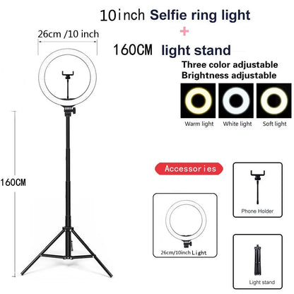 26/33cm Photo Ring light Led Selfie Ring Light Phone Bluetooth broadcast bracket Photography Lighting With Tripod