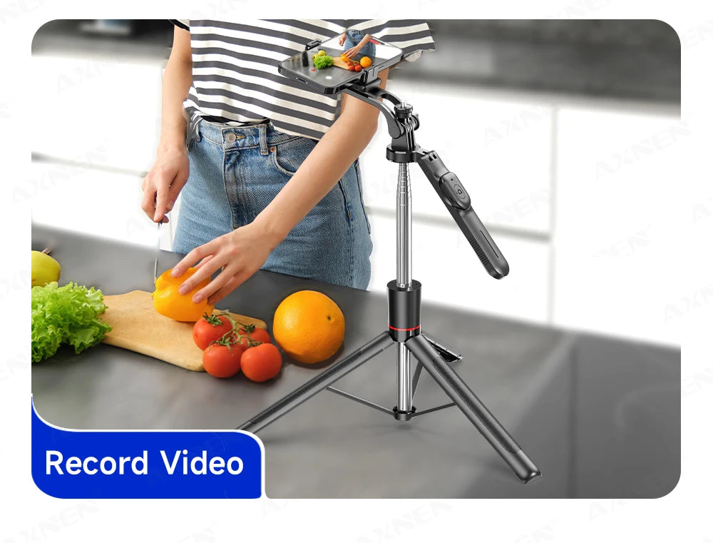 F16 Selfie Stick Tripod with 1708mm Long 8-Section Pole, Bluetooth Remote, 360° Rotation, 1/4 Interface, for Phone Camera Vlog