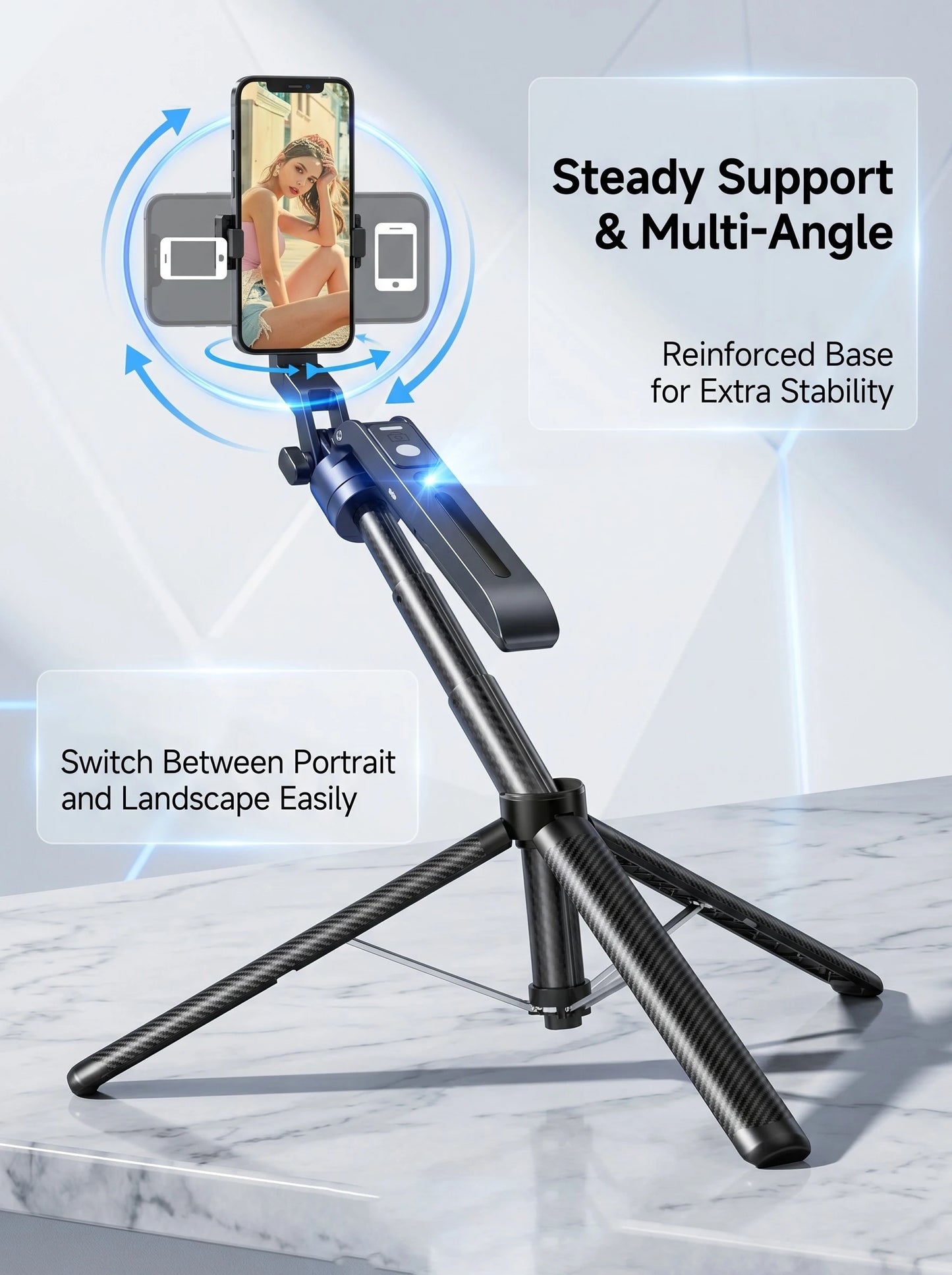 360° AI Face Tracking Gimbal Stabilizer Anti-Shake Telescopic Selfie Stick Tripod Phone Holder Smartphone Vlog Live Photography