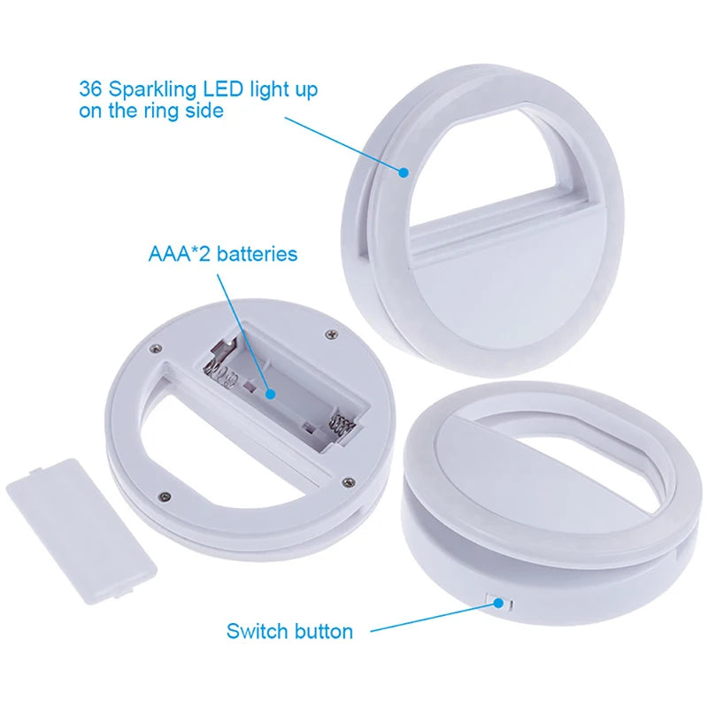 Led Selfie Ring Light Mobile Phone Lens Lamp Adjustable Live Brightness Portable Selfie Fill Ring Light For iPhone Xiaomi Huawei