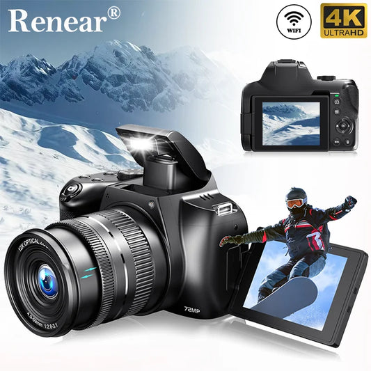 4K Digital Camera Professional photography 12X Optical Zoom 72MP Auto-Focus WIFI Flash Light For Tiktok Ins Youtube Webcast