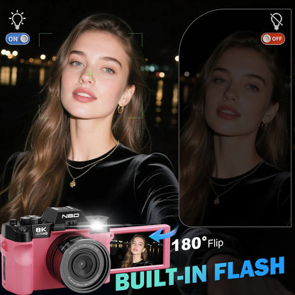 Professional Digital Camera 64MP&8K Video/Vlog Photography for Girls with App Control AF Focus Travel Camera Beginners Gifts