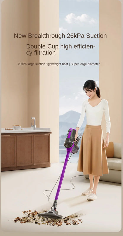 600W Portable Corded Handheld Vacuum Cleaner 18KPa Powerful Low Noise 48dB 4-in-1 Lightweight Stick Design for Household Use
