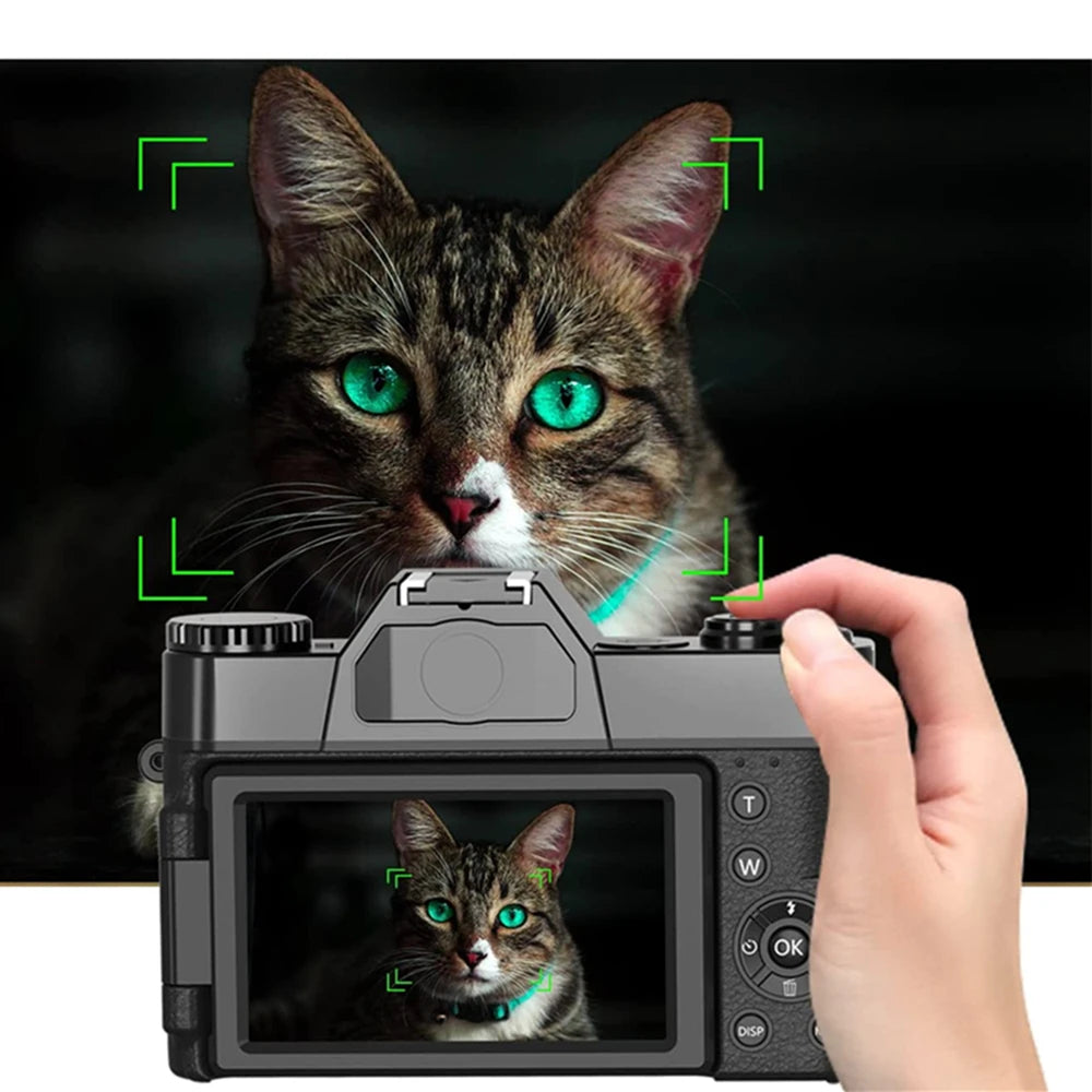 4K Digital Camera for Photography 16X Digital Zoom Vlogging Camera for YouTube 64MP WiFi Auto Focus Video Camera 3" Flip Screen