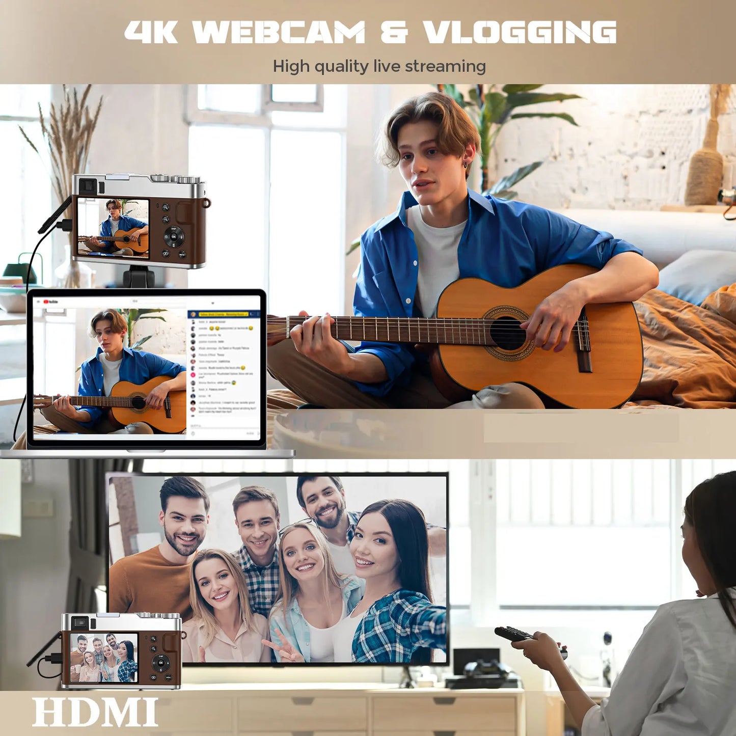 9PC 4K Digital Camera, 48MP Vlog , 16X Zoom, Auto Focus, 2.8'' Screen Photography Travel Selfie Household Professional Camera.