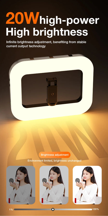 Handheld Ring LED Rechargeable Fill light Portable Mobile Phone Live Broadcast Photography Desktop Rabbit Cage Selfie Light