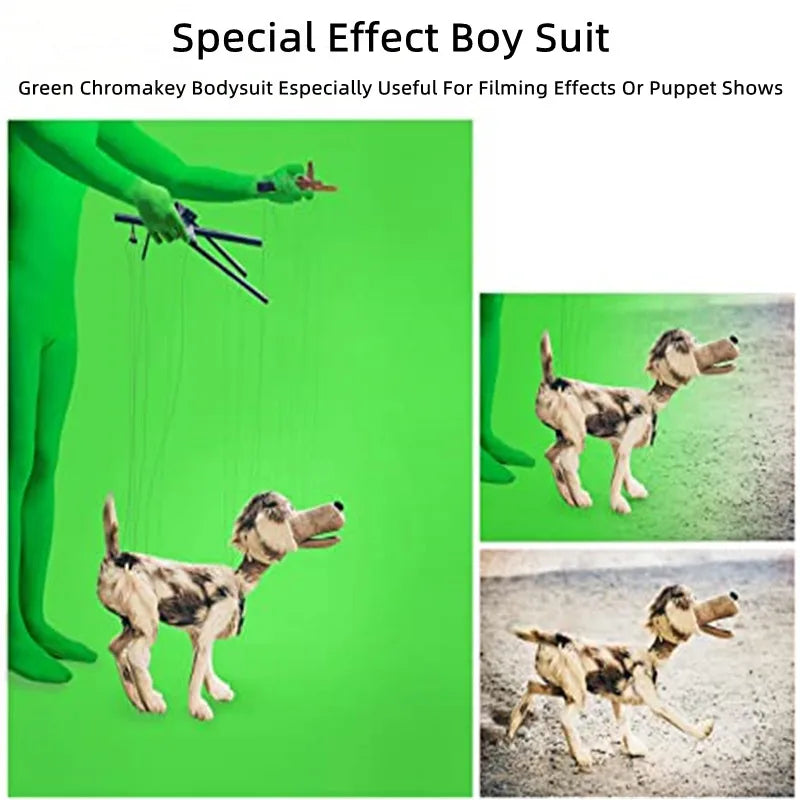Stretchy Body Green Screen Suit Invisible Effect Tight Suit Bodysuit Unisex Costume for Photo Video Special Effect Festival