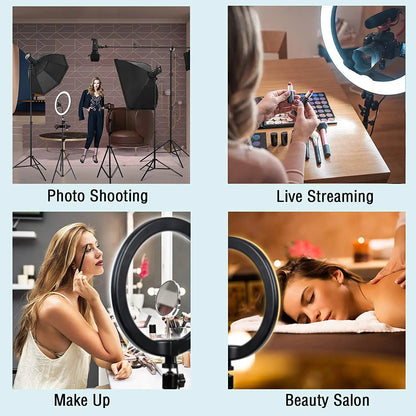 10 Inch LED Ring Light Photography Lighting Phone Ringlight With Tripod Stand Round Fill Lamp For Phone Live Video Selfie Lamp