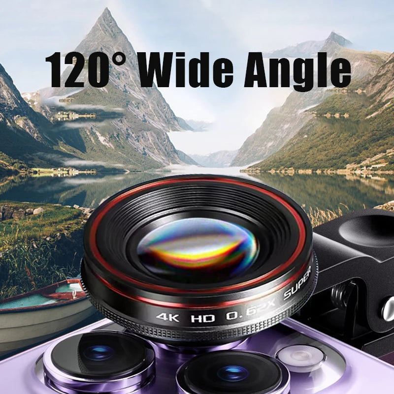 Mobile phone camera lens with lens clip wide-angle 25X macro  fisheye external lens for photography Durable clip design Creative