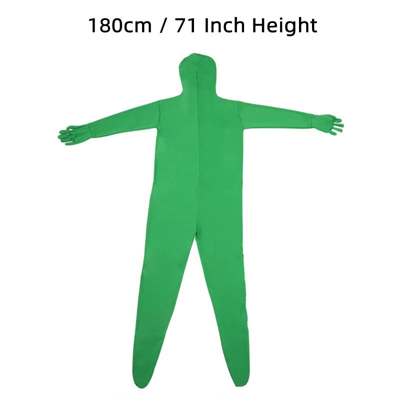 Stretchy Body Green Screen Suit Invisible Effect Tight Suit Bodysuit Unisex Costume for Photo Video Special Effect Festival