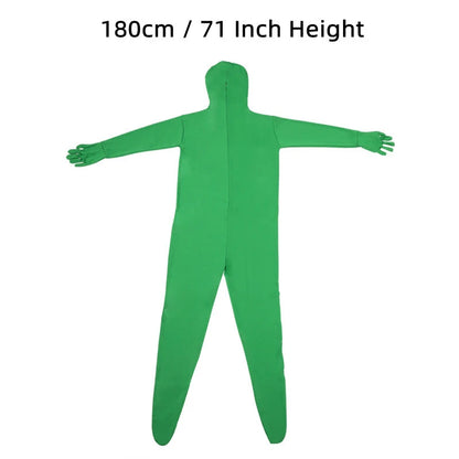 Stretchy Body Green Screen Suit Invisible Effect Tight Suit Bodysuit Unisex Costume for Photo Video Special Effect Festival