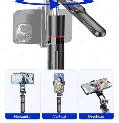 F16 Selfie Stick Tripod with 1708mm Long 8-Section Pole, Bluetooth Remote, 360° Rotation, 1/4 Interface, for Phone Camera Vlog